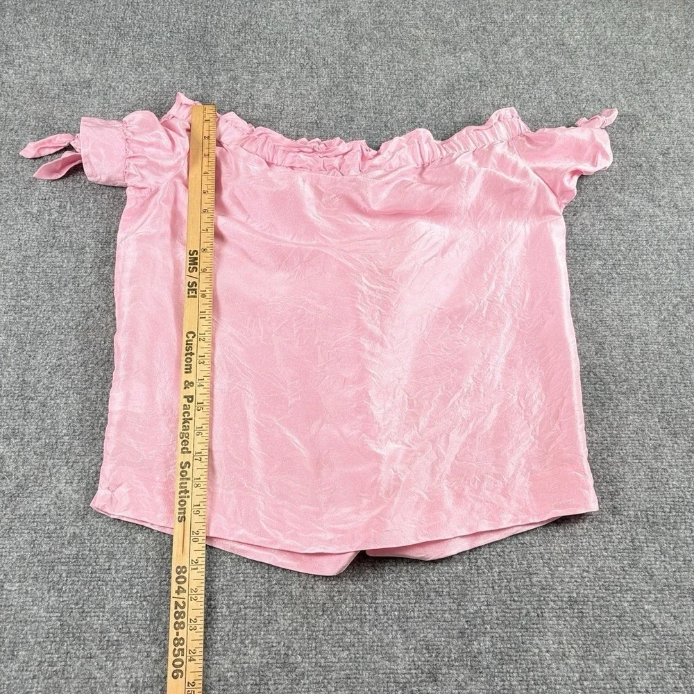 J.Crew Blouse‎ Women's 4T Pink Silk Off Shoulder Peasant Cottagecore Romantic